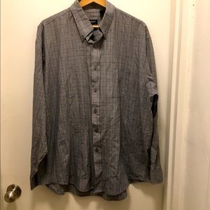 Van Heusen men’s button down dress shirt- grey stripe 17-17.5" neck / XL